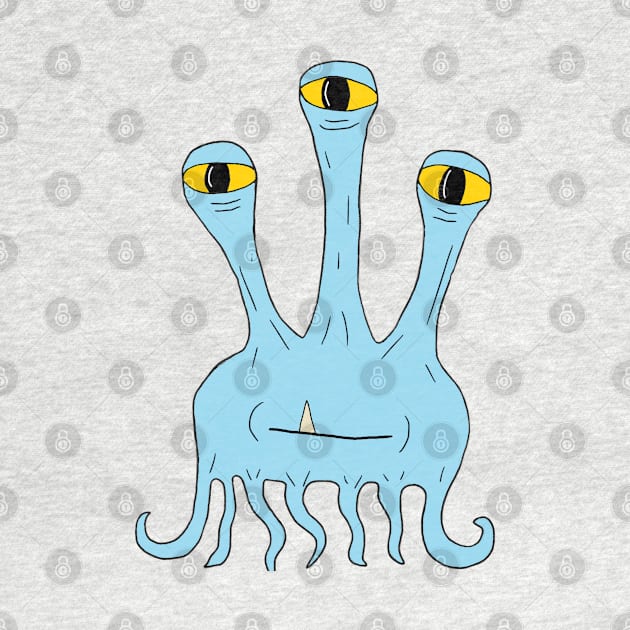 Three eyed blue alien by OzOddball